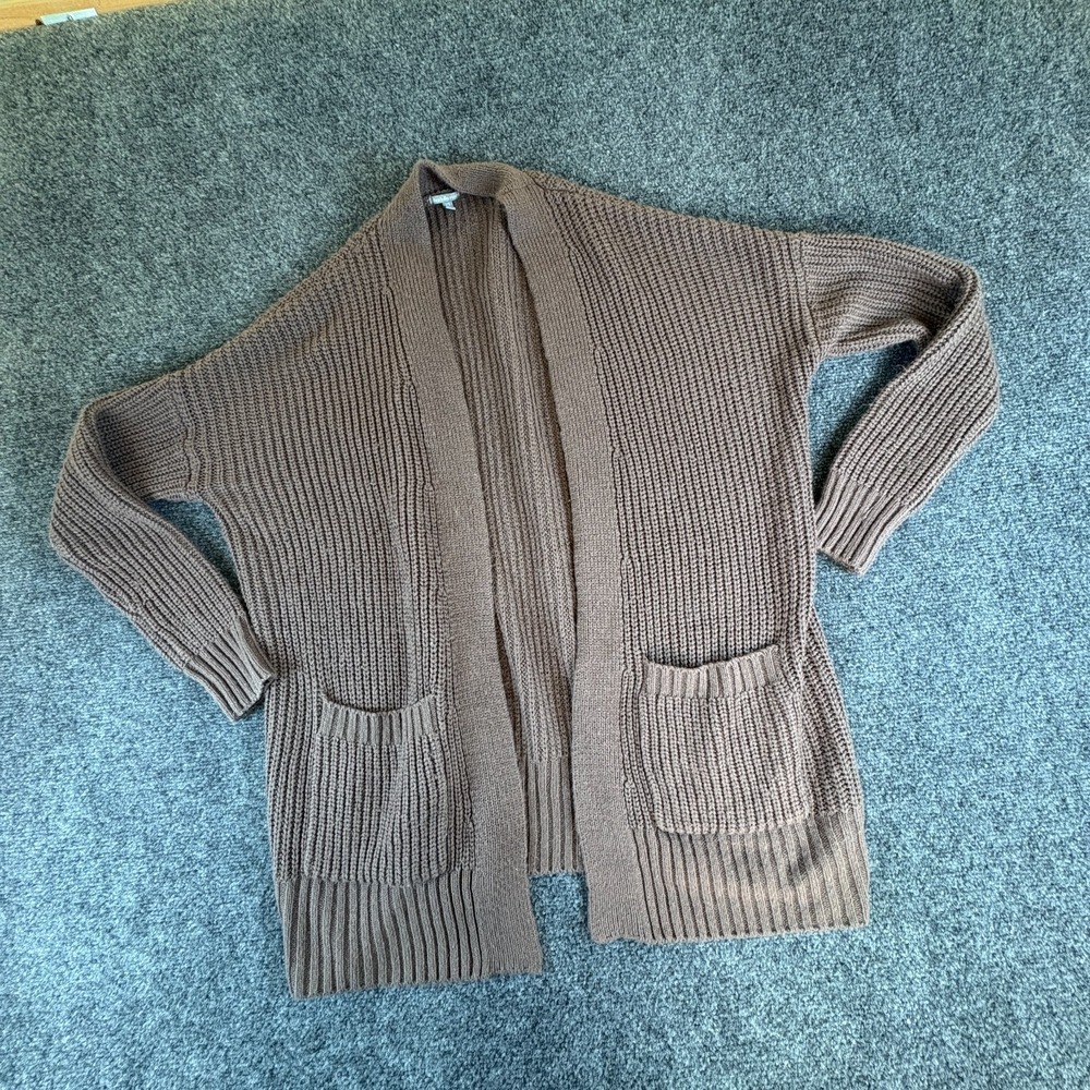 Charlotte Russe Cardigan Sweater Womens XS Brown Ribbed Chunky Knit Open Front
